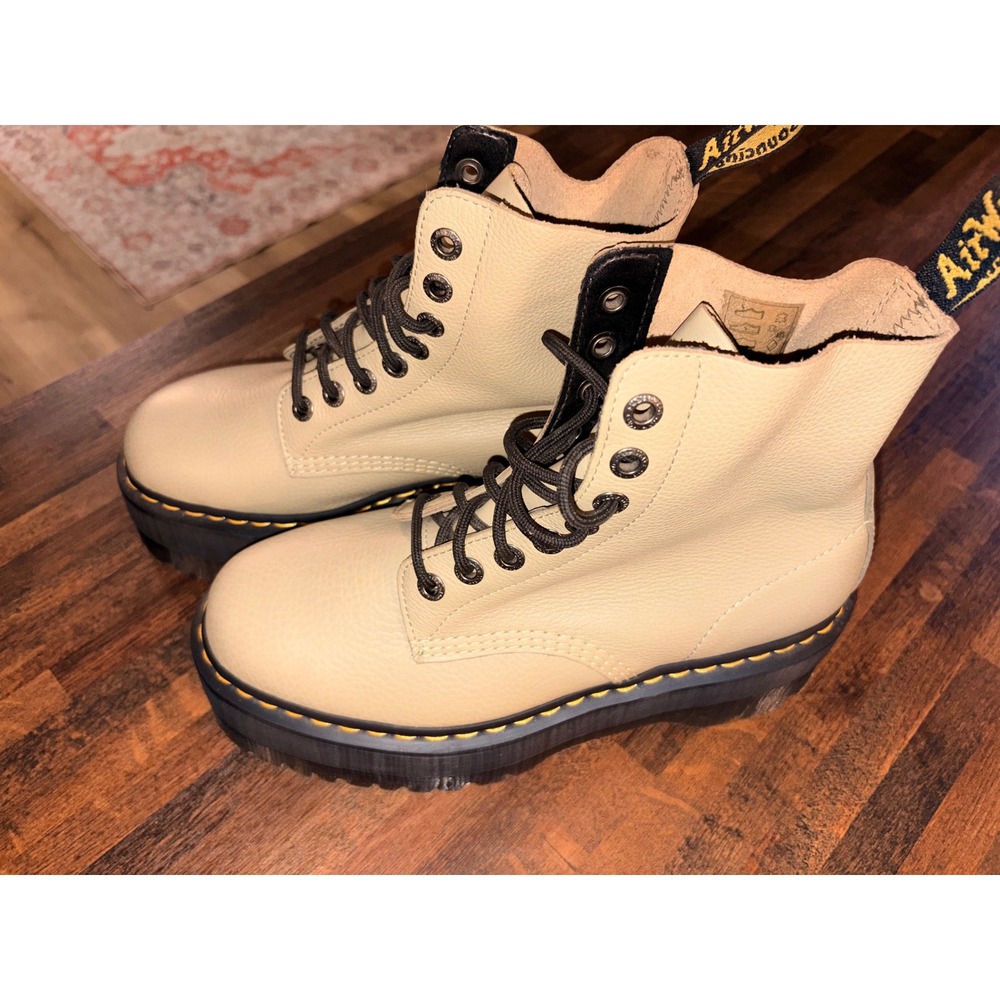 Dr. Martens 1460 Pascal Max Parchment Beige Pisa Leather Platform Boots 11L